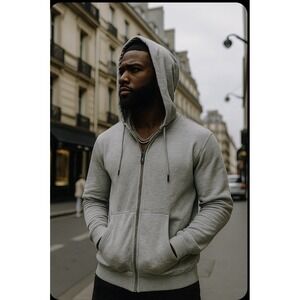 NWT PRPS Men's Grey Full Zip Hoodie Sweatshirt Size 3XL Luxury Streetwear